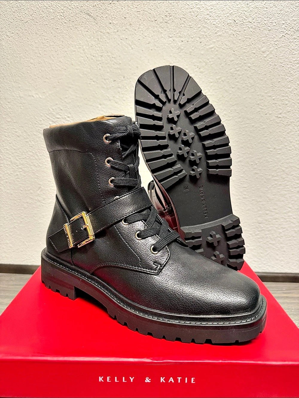 Kelly & Katie Women's Black Combat Boots
